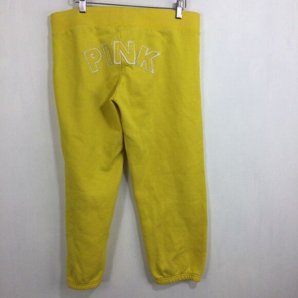 Victoria Secret Womens Love PINK Sweat Cropped Pants Yellow Size Medium - Picture 5 of 8